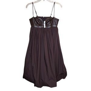 NEW Maeve Anthropologie Twofer Faux Leather Dress XS Petite Chocolate Brown NWT